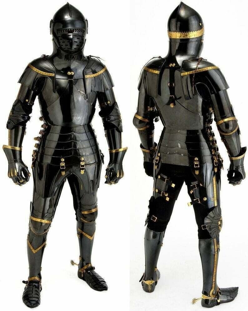 MEDIEVAL KNIGHT BRASS Wearable Full Black Body Suit Armour Crusader Combat  Gift $1,054.63 - PicClick AU